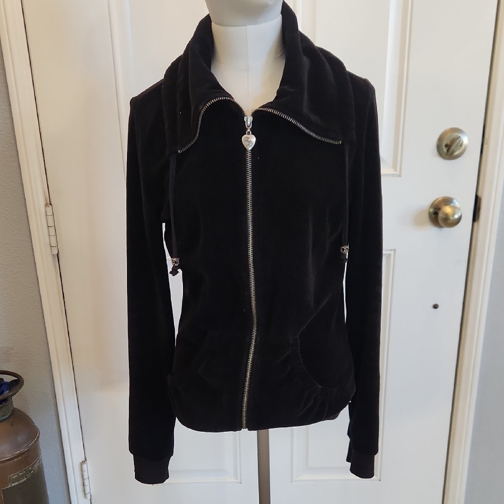 Y2K Twisted Heart Black Velvet Women's Jacket